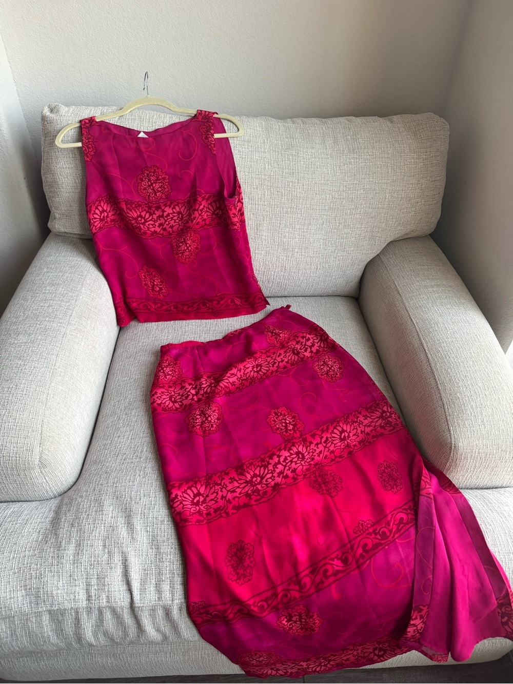 Worthington Hot Pink Printed Maxi Skirt Set